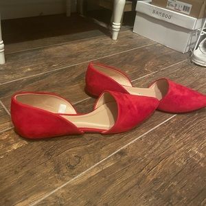 Red suede flats